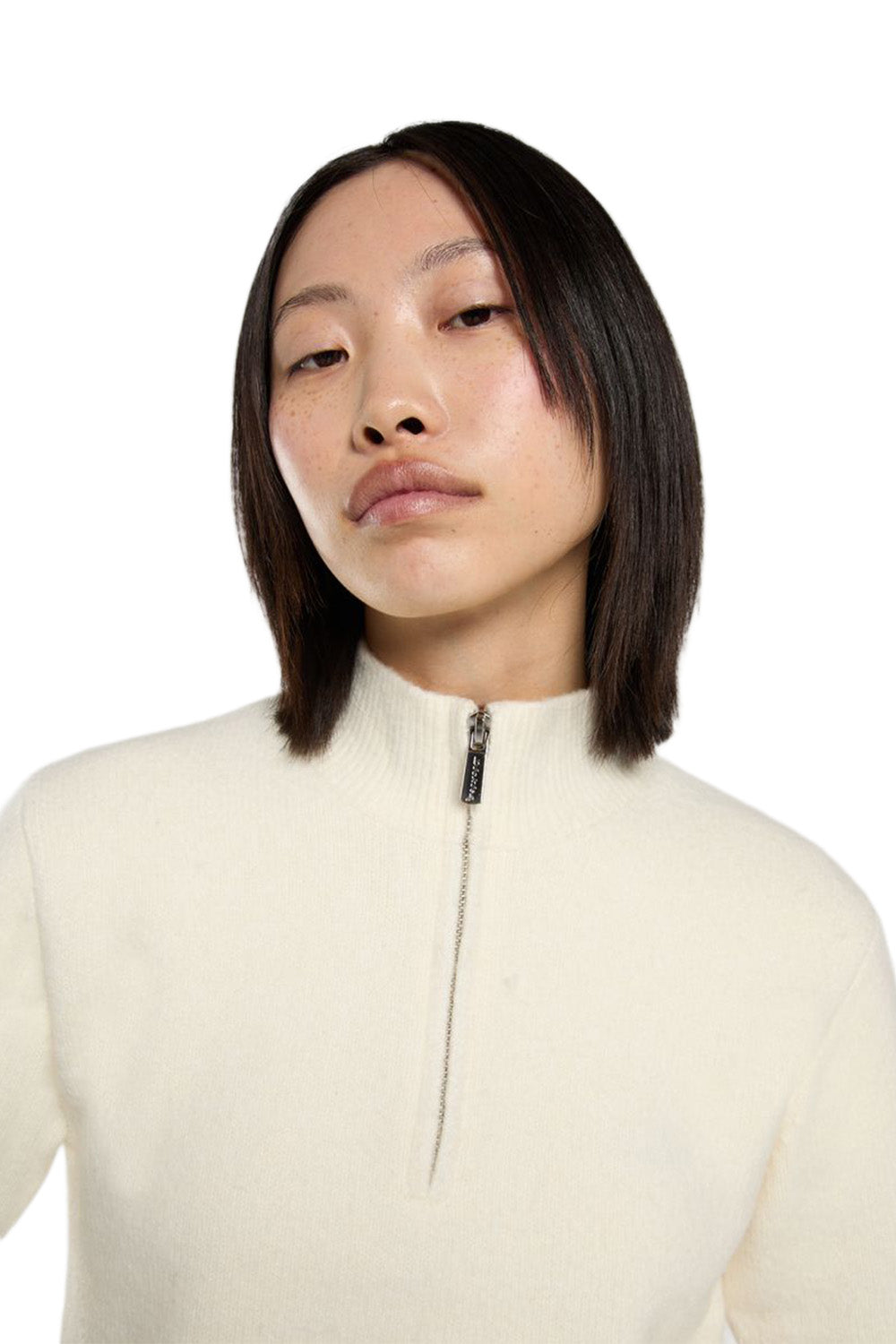 Dickies-Ruston Qz Yarım Fermuarlı Kırık Beyaz Kadın Yün Kazak-Kazak & Triko-7-Milagron.com