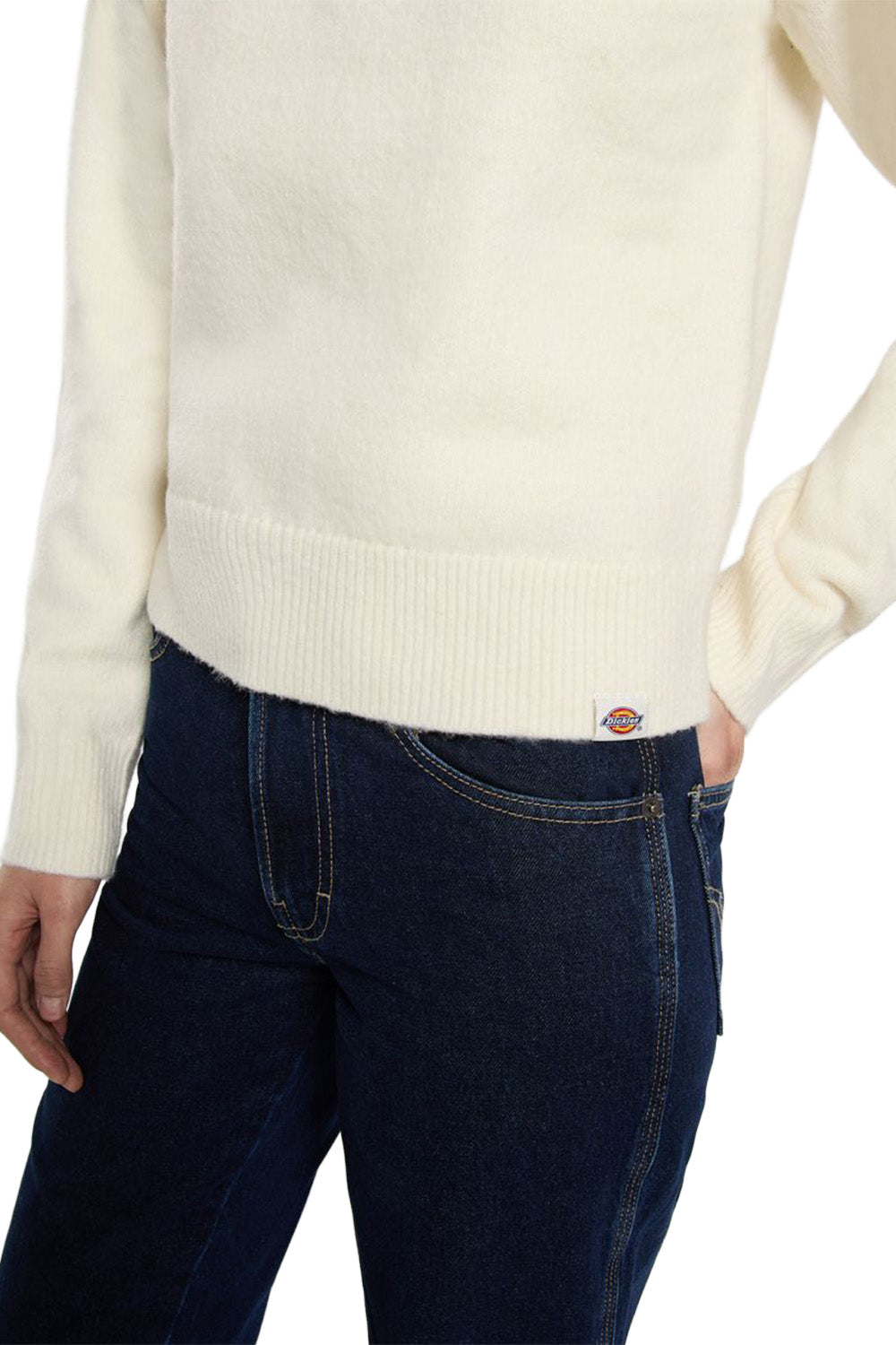 Dickies-Ruston Qz Yarım Fermuarlı Kırık Beyaz Kadın Yün Kazak-Kazak & Triko-8-Milagron.com