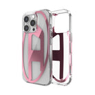 Diesel Iphone 16 Pro Uyumlu Oval D Mirror Şeffaf Kılıf - Şeffaf/Pembe