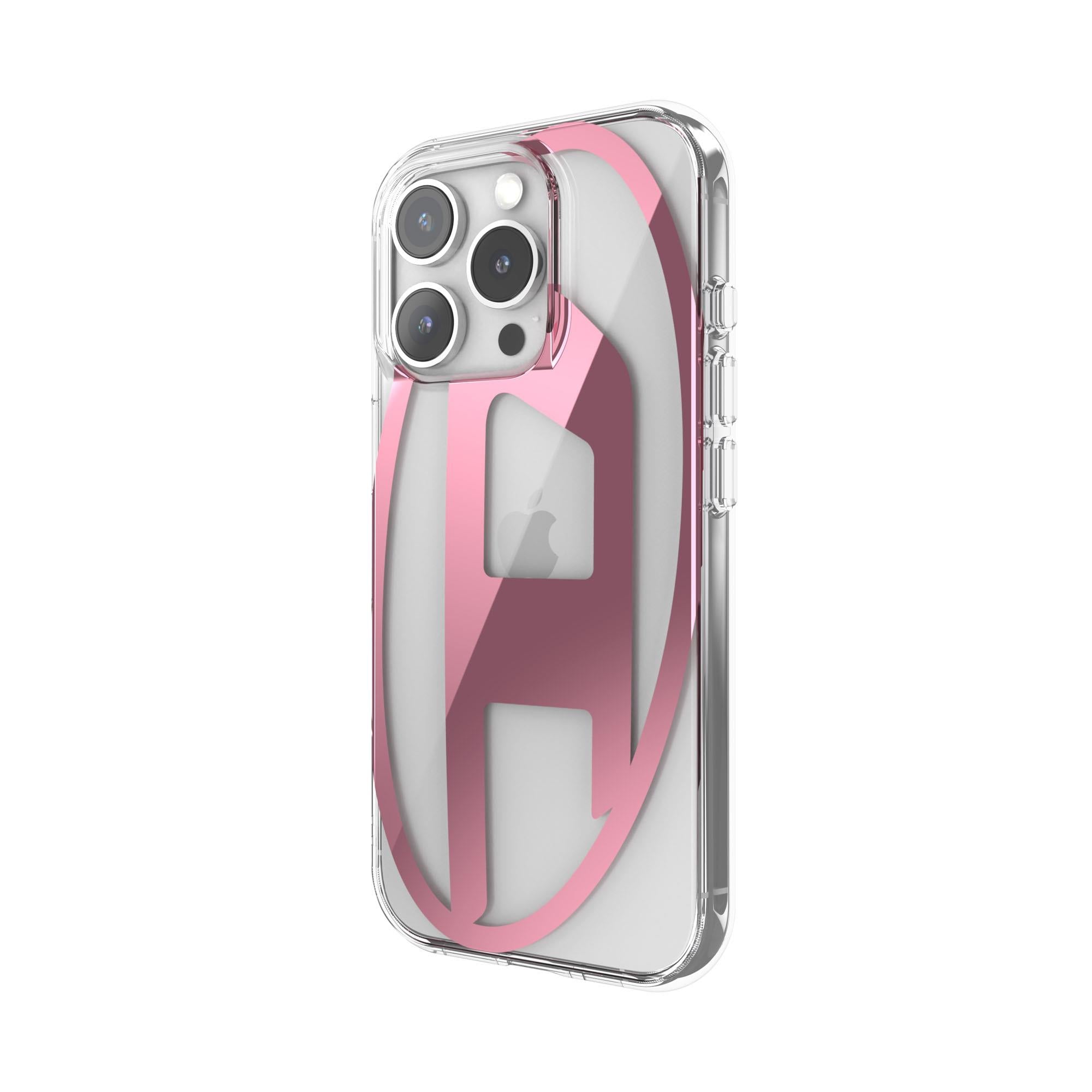 Diesel Iphone 16 Pro Uyumlu Oval D Mirror Şeffaf Kılıf - Şeffaf/Pembe
