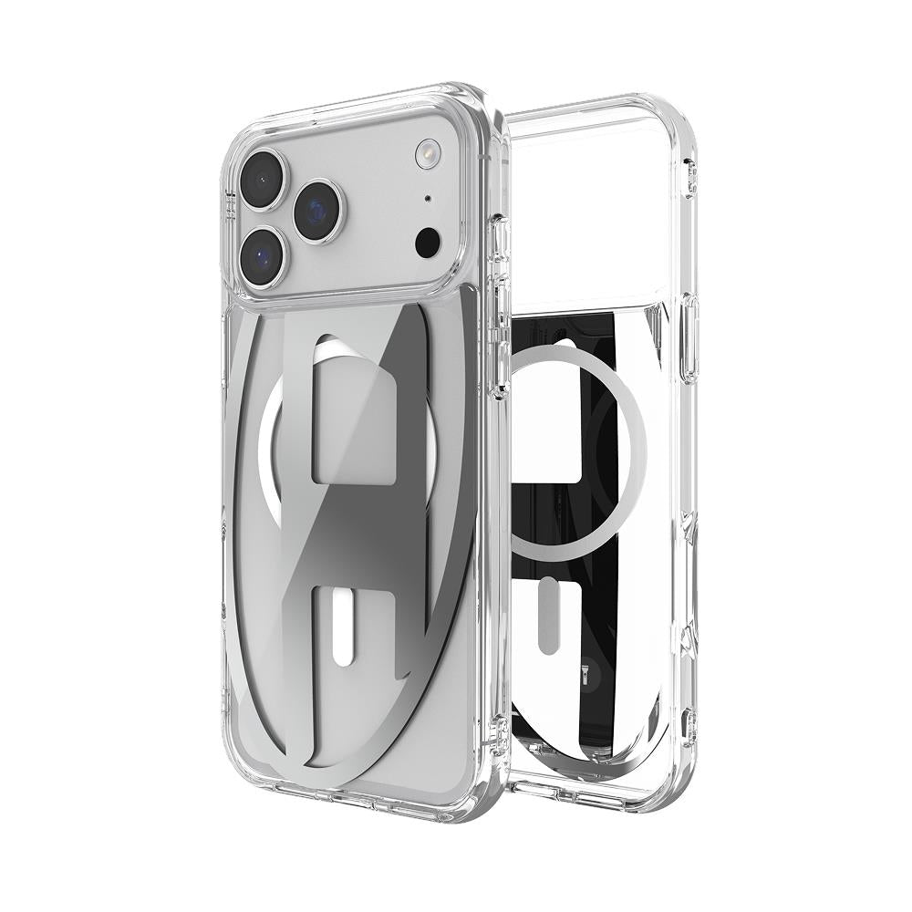 Diesel Iphone 17 Pro Uyumlu Max Magsafe Destekli Oval D Metalik Kılıf - Gümüş
