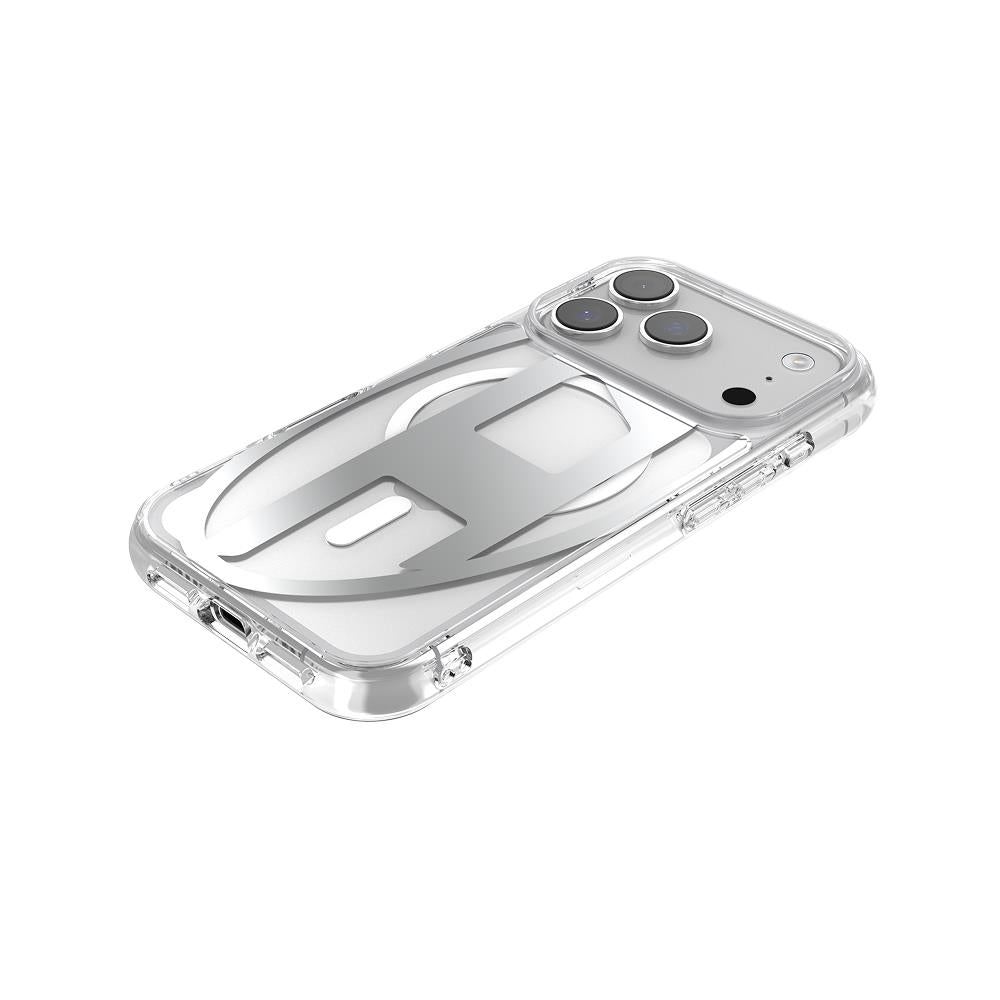 Diesel Iphone 17 Pro Uyumlu Magsafe Destekli Oval D Metalik Kılıf - Gümüş