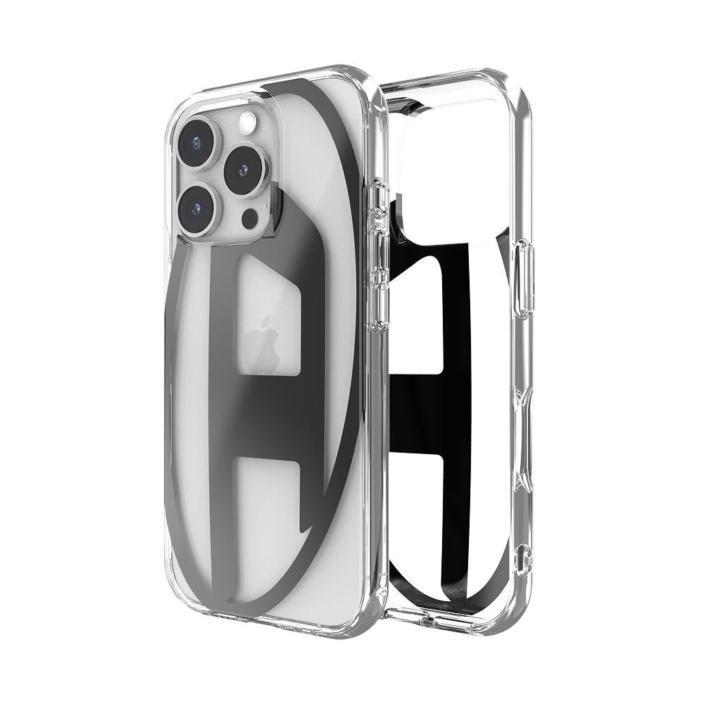 Diesel Iphone 16 Pro Uyumlu Oval D Mirror Şeffaf Kılıf - Şeffaf/Siyah