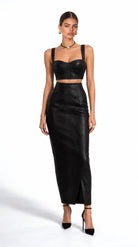 Cobra-Embossed Bustier & Pencil Skirt Set