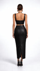 Cobra-Embossed Bustier & Pencil Skirt Set