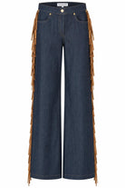 Fringed Denim Jacket & Trousers Set