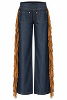 Fringed Denim Jacket & Trousers Set
