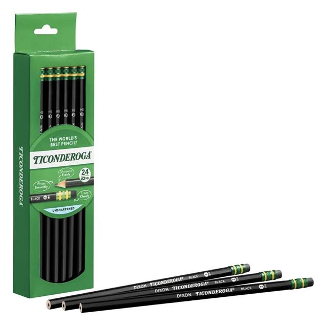 Dixon Ticonderoga-The World's Best Pencil New Black 24'lü Kurşun Kalem-Ahşap Kurşun Kalem-2-Milagron.com