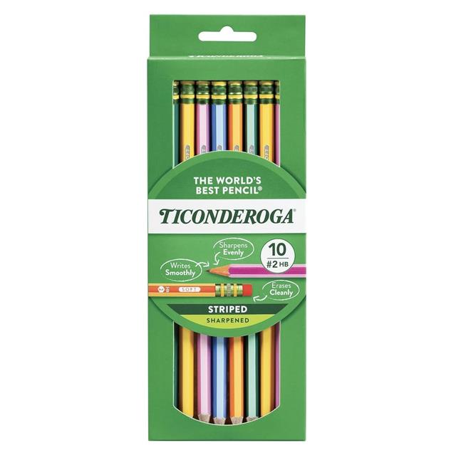 Dixon Ticonderoga-The World's Best Pencil Striped New 10'li Kurşun Kalem-Ahşap Kurşun Kalem-1-Milagron.com