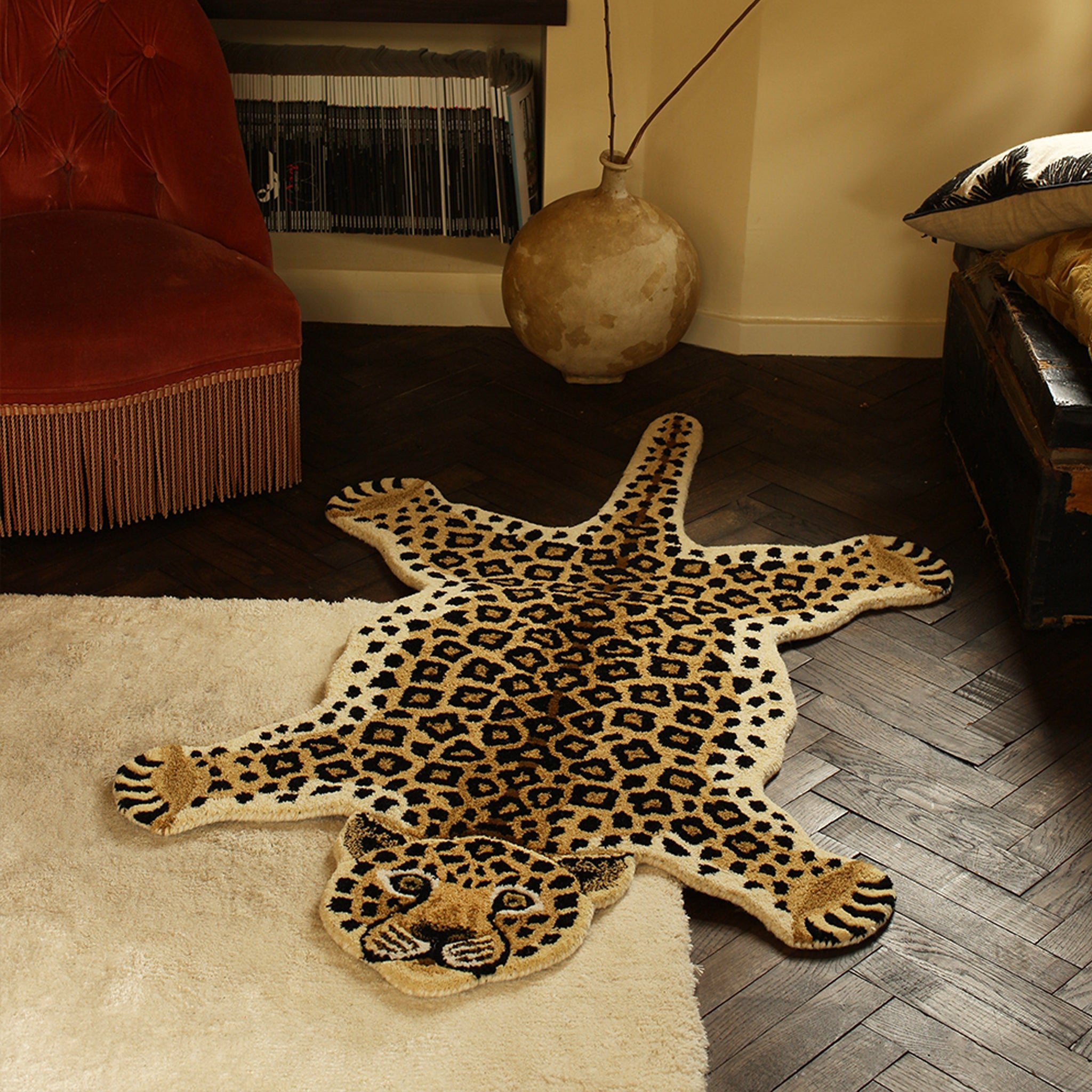 Çılgın Leopar Figürlü Büyük Boy Halı ( 150Cm X 90Cm )