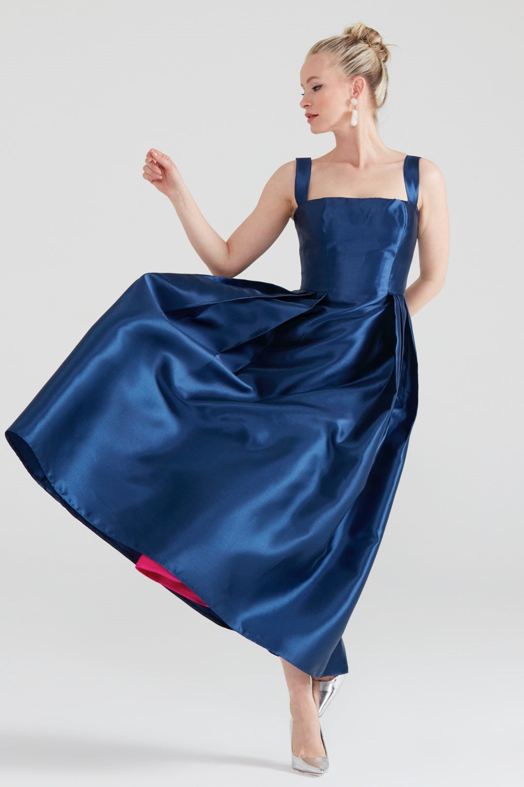 Dollie Bell-Cuddly Charm Düz Yaka Midi Elbise Lacivert-Lover Doll, Platform-4-Milagron.com