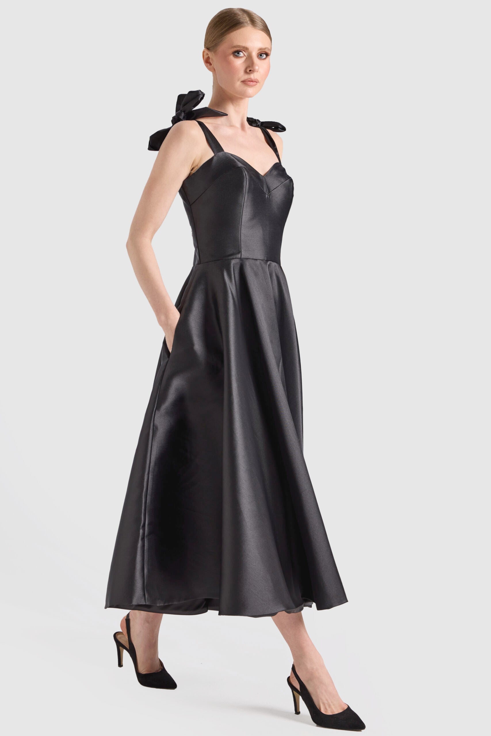 Dollie Bell-Cutest Ribbon Kurdele Detaylı Kalp Yaka Midi Elbise-Lover Doll, Platform-3-Milagron.com