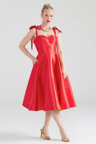 Dollie Bell-Cutest Ribbon Kurdele Detaylı Kalp Yaka Midi Elbise Kırmızı-Lover Doll, Platform-10-Milagron.com