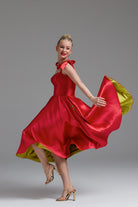 Dollie Bell-Cutest Ribbon Kurdele Detaylı Kalp Yaka Midi Elbise Kırmızı-Lover Doll, Platform-6-Milagron.com