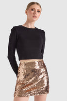 Dollie Bell-Damla Payetli Mini Etek Dore-Etek-2-Milagron.com