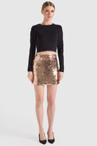 Dollie Bell-Damla Payetli Mini Etek Dore-Etek-6-Milagron.com