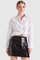 Dollie Bell-Damla Payetli Mini Etek Siyah-Etek-1-Milagron.com