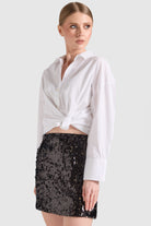 Dollie Bell-Damla Payetli Mini Etek Siyah-Etek-3-Milagron.com