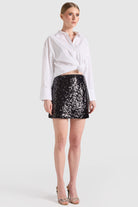 Dollie Bell-Damla Payetli Mini Etek Siyah-Etek-4-Milagron.com