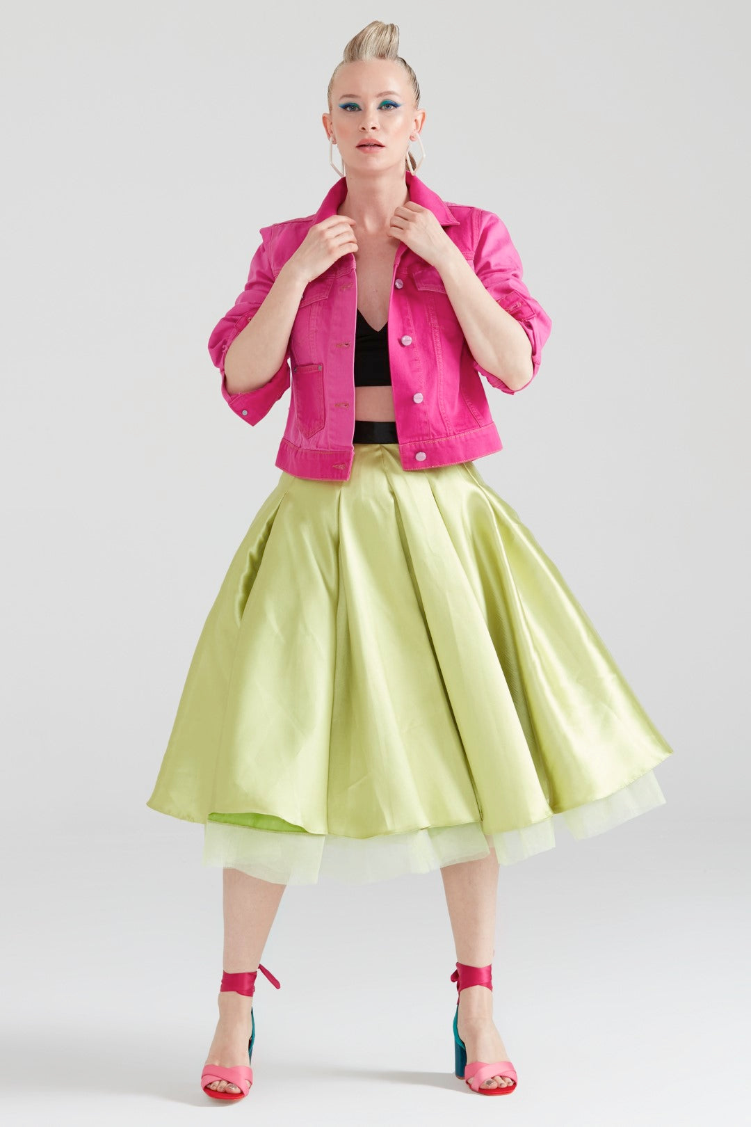 Dollie Bell-Fever Pileli Tül Detaylı Midi Etek Fıstık Yeşili-Lover Doll-10-Milagron.com