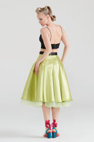 Dollie Bell-Fever Pileli Tül Detaylı Midi Etek Fıstık Yeşili-Lover Doll-1-Milagron.com