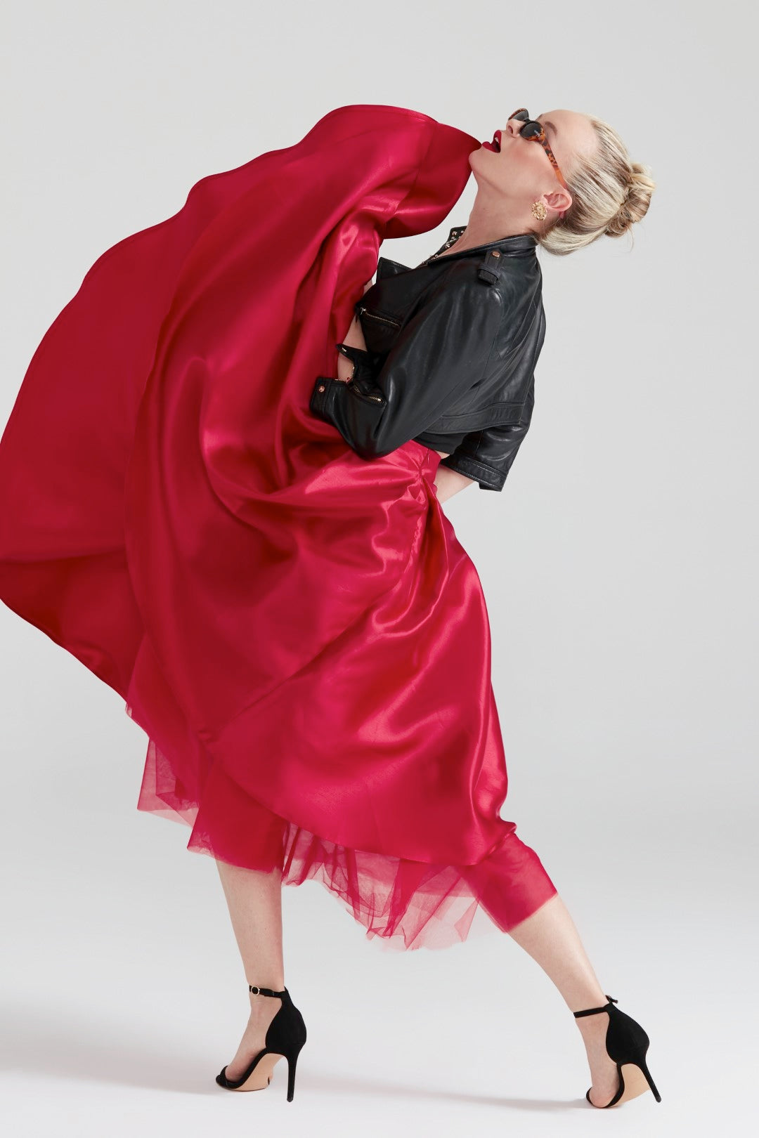 Dollie Bell-Fever Pileli Tül Detaylı Midi Etek Kırmızı-Lover Doll-6-Milagron.com