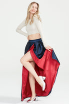 Dollie Bell-Flame Kruvaze Maxi Etek / Lacivert-Etek-3-Milagron.com