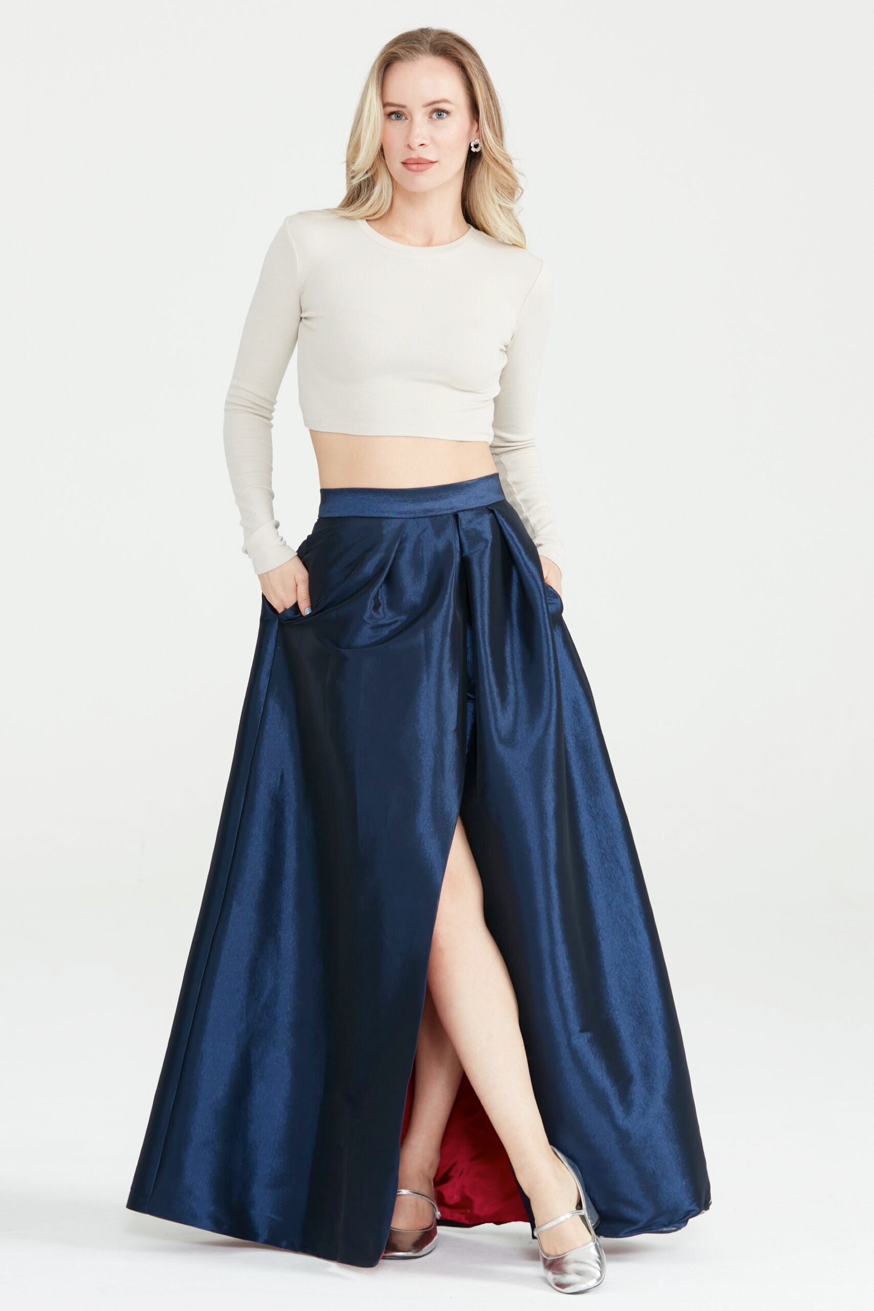 Dollie Bell-Flame Kruvaze Maxi Etek / Lacivert-Etek-4-Milagron.com