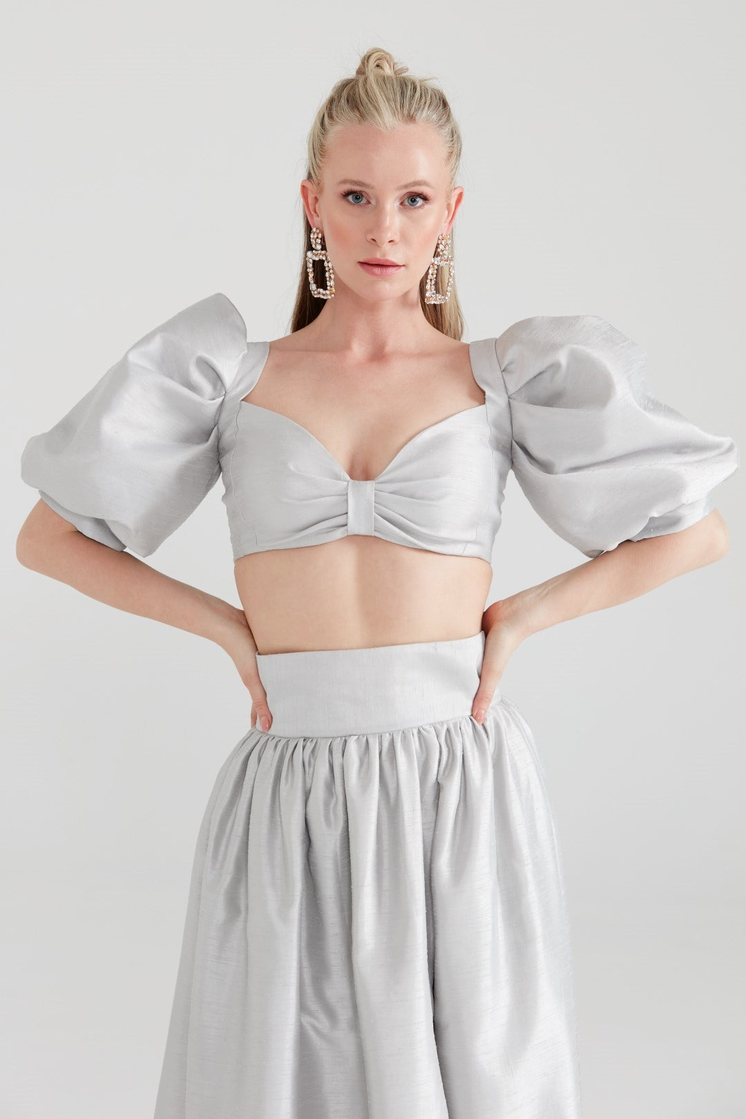 Dollie Bell-Moonlight Balon Kol Bustiyer Gümüş Gri-Büstiyer-1-Milagron.com