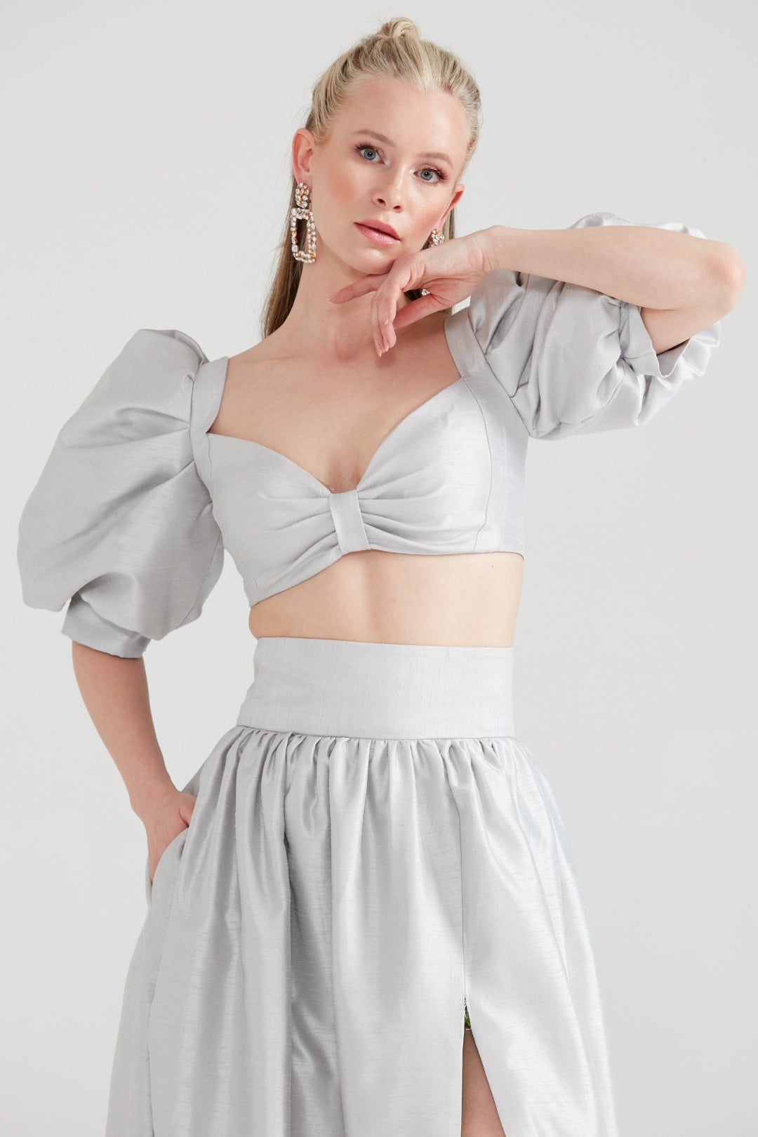 Dollie Bell-Moonlight Balon Kol Bustiyer Gümüş Gri-Büstiyer-2-Milagron.com