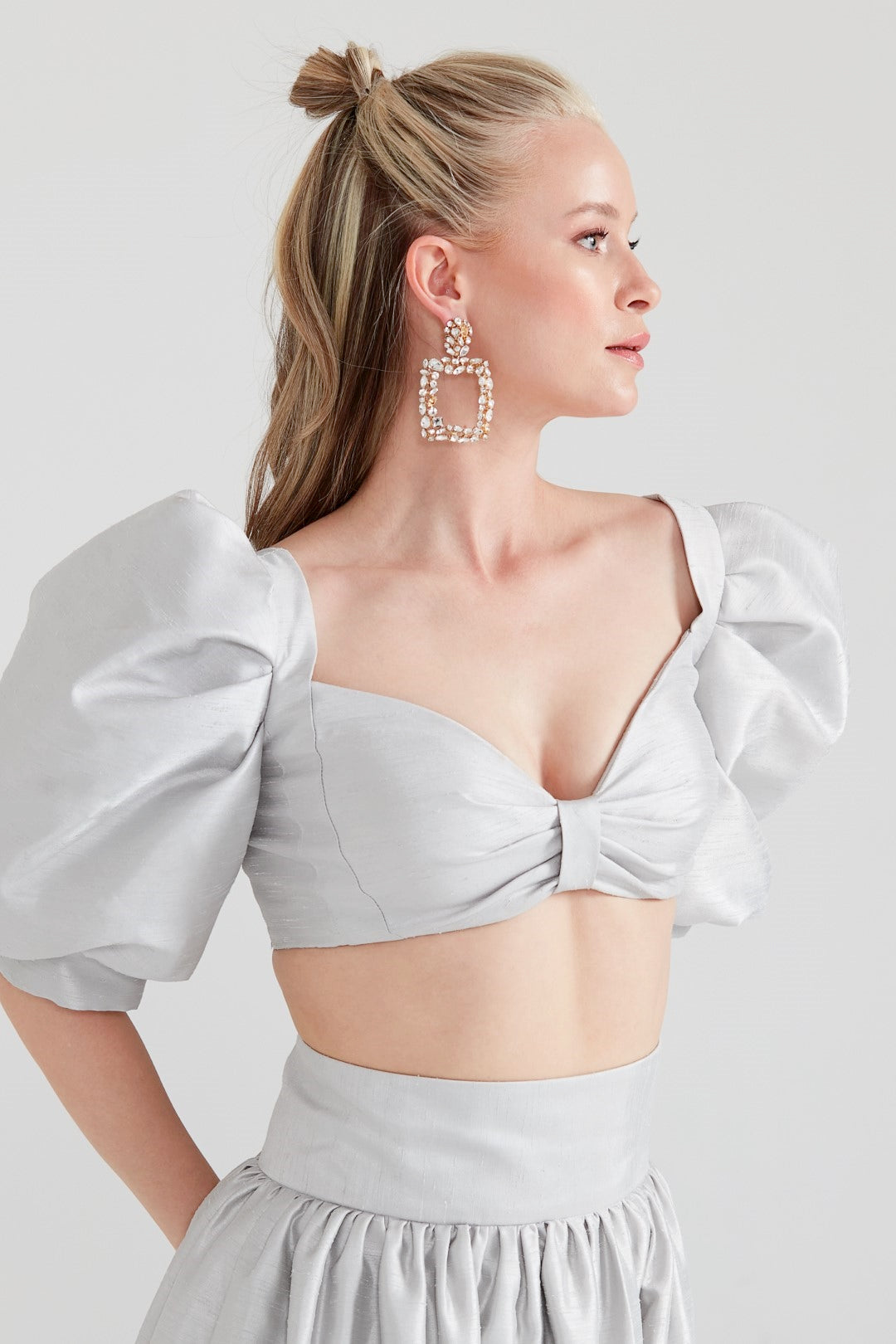 Dollie Bell-Moonlight Balon Kol Bustiyer Gümüş Gri-Büstiyer-4-Milagron.com