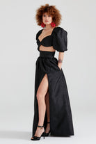 Dollie Bell-Moonlight Yırtmaçlı Yüksel Bel Etek Siyah-Platform, Such a Night-1-Milagron.com