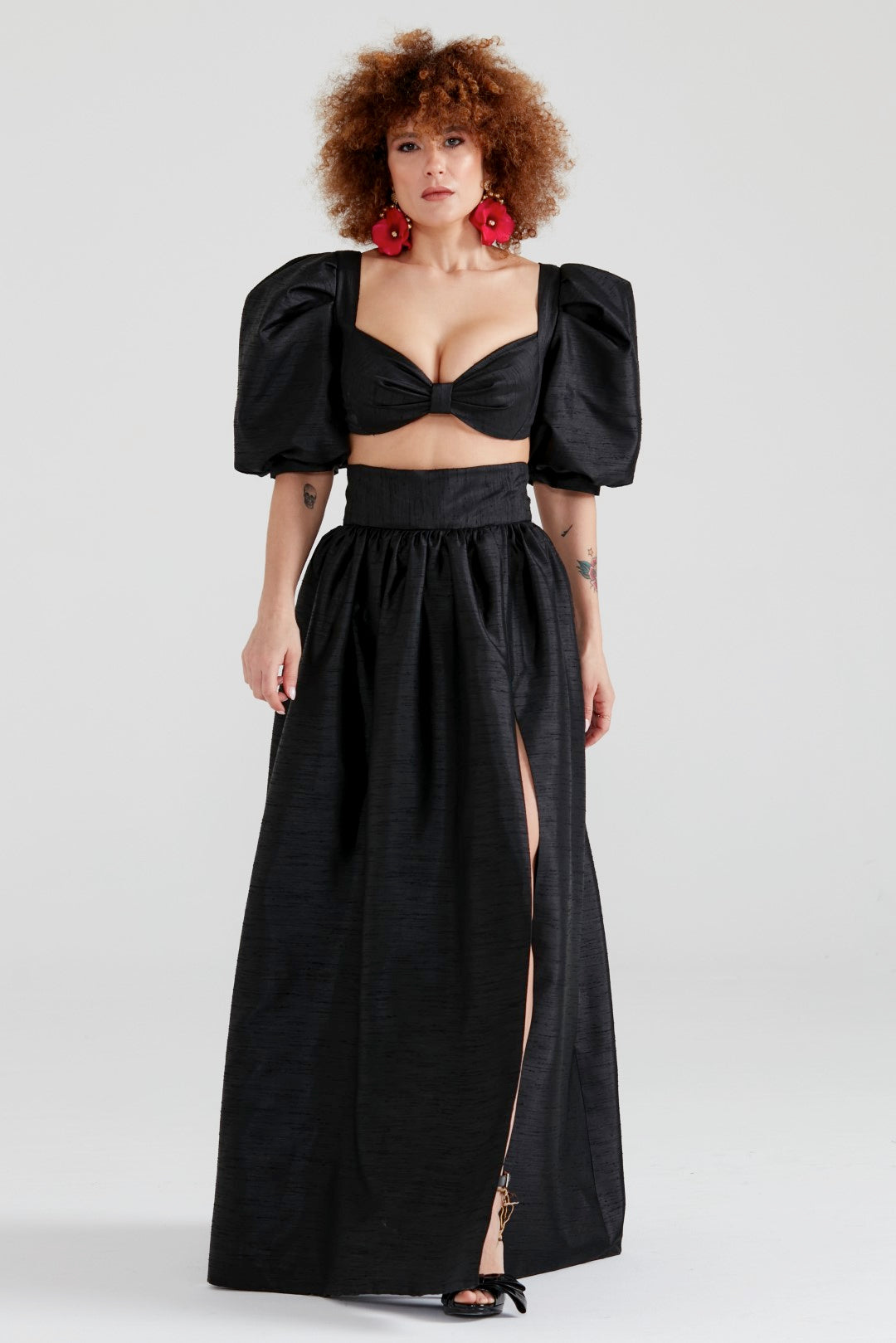 Dollie Bell-Moonlight Yırtmaçlı Yüksel Bel Etek Siyah-Platform, Such a Night-5-Milagron.com