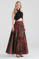 Dollie Bell-Shine Yarım Daire Fermuar Detaylı Yırtmaçlı Maxi Etek Kırmızı-Etek-3-Milagron.com