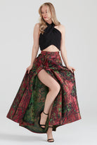 Dollie Bell-Shine Yarım Daire Fermuar Detaylı Yırtmaçlı Maxi Etek Kırmızı-Etek-4-Milagron.com