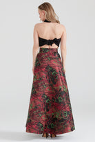 Dollie Bell-Shine Yarım Daire Fermuar Detaylı Yırtmaçlı Maxi Etek Kırmızı-Etek-5-Milagron.com