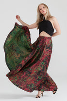 Dollie Bell-Shine Yarım Daire Fermuar Detaylı Yırtmaçlı Maxi Etek Kırmızı-Etek-7-Milagron.com