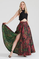 Dollie Bell-Shine Yarım Daire Fermuar Detaylı Yırtmaçlı Maxi Etek Kırmızı-Etek-8-Milagron.com