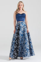 Dollie Bell-Shine Yarım Daire Fermuar Detaylı Yırtmaçlı Maxi Etek Siyah/Gri-Etek-1-Milagron.com