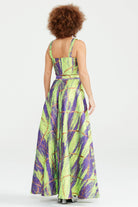 Dollie Bell-Shine Yarım Daire Yırtmaçlı Etek – Mor/Yeşil-Etek-4-Milagron.com