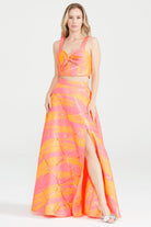 Dollie Bell-Shine Yarım Daire Yırtmaçlı Etek – Turuncu/Pembe-Etek-1-Milagron.com