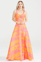 Dollie Bell-Shine Yarım Daire Yırtmaçlı Etek – Turuncu/Pembe-Etek-2-Milagron.com