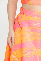 Dollie Bell-Shine Yarım Daire Yırtmaçlı Etek – Turuncu/Pembe-Etek-4-Milagron.com