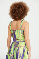 Dollie Bell-Star Bow Kurdele Detaylı Büstiyer Mor&Yeşil Desenli-Büstiyer-2-Milagron.com