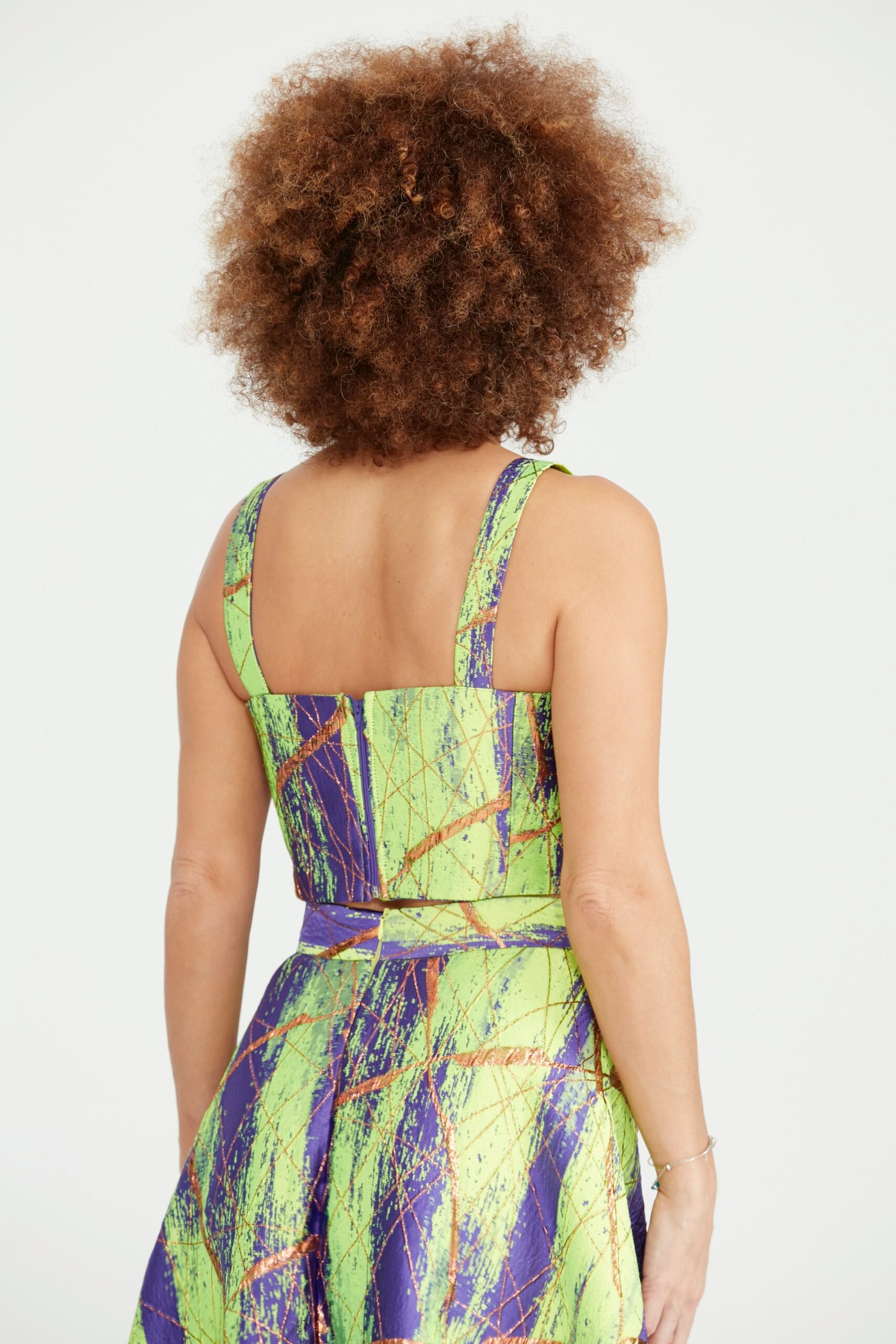 Dollie Bell-Star Bow Kurdele Detaylı Büstiyer Mor&Yeşil Desenli-Büstiyer-2-Milagron.com