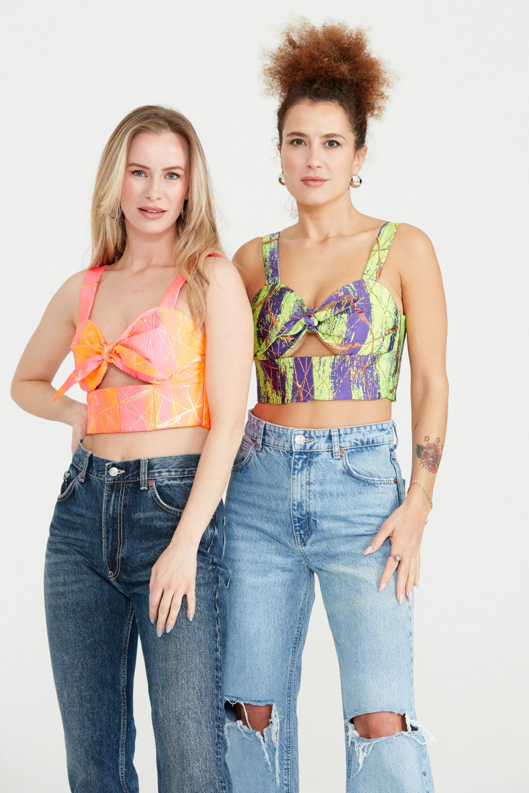 Dollie Bell-Star Bow Kurdele Detaylı Büstiyer Mor&Yeşil Desenli-Büstiyer-3-Milagron.com