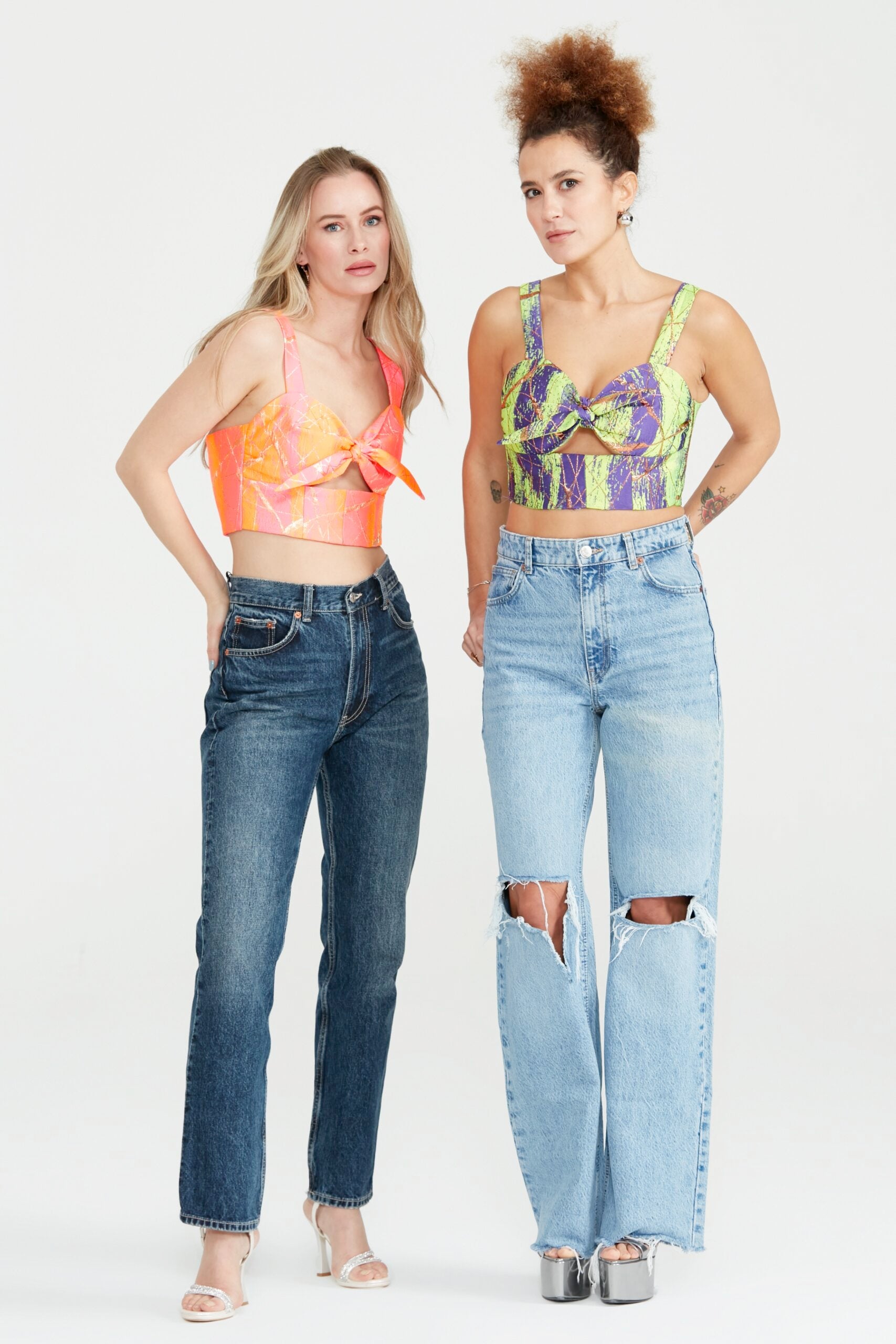 Dollie Bell-Star Bow Kurdele Detaylı Büstiyer Mor&Yeşil Desenli-Büstiyer-5-Milagron.com