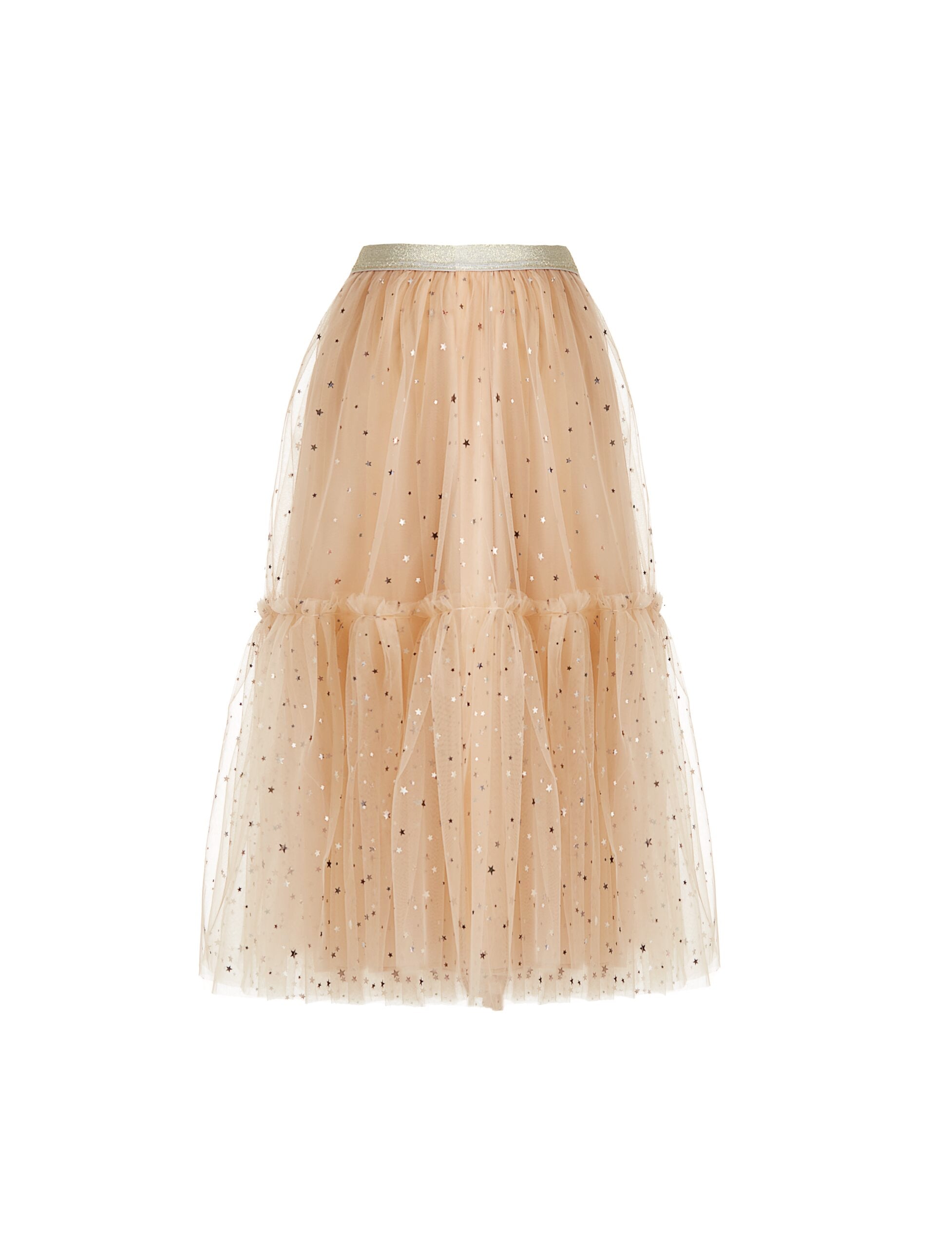 Dollie Bell-Sweet Berry / Yıldızlı Tül Midi Etek Ten Rengi-Etek-1-Milagron.com