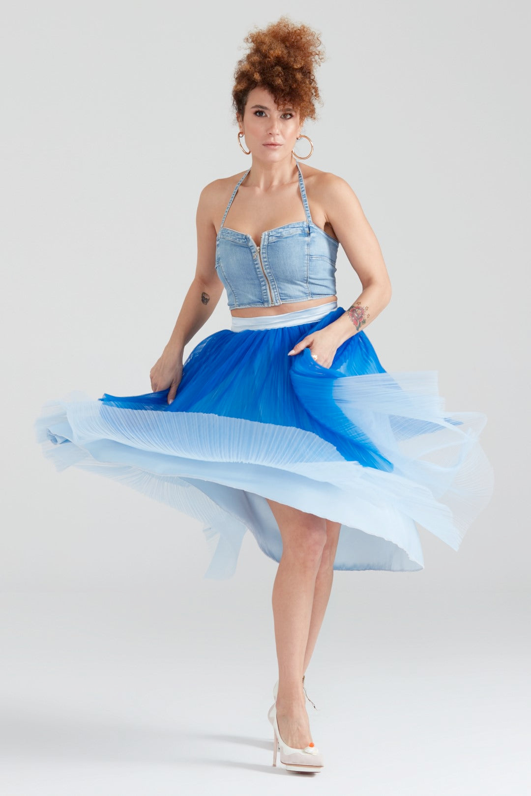 Dollie Bell-Sweet Crush / Pilili Tül Midi Boy Etek Mavi-Cotton Candy Land-4-Milagron.com