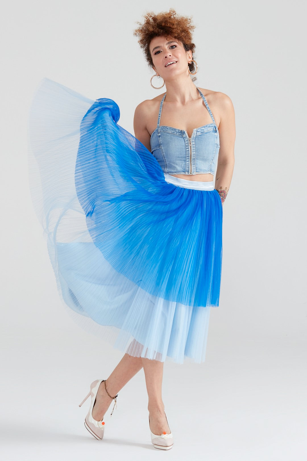 Dollie Bell-Sweet Crush / Pilili Tül Midi Boy Etek Mavi-Cotton Candy Land-6-Milagron.com